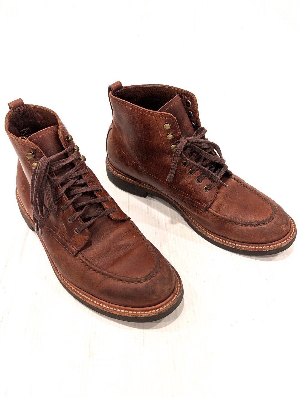 J. CREW Kenton Pacer Men's Brown Leather Lace-Up Boots Size 10.5
